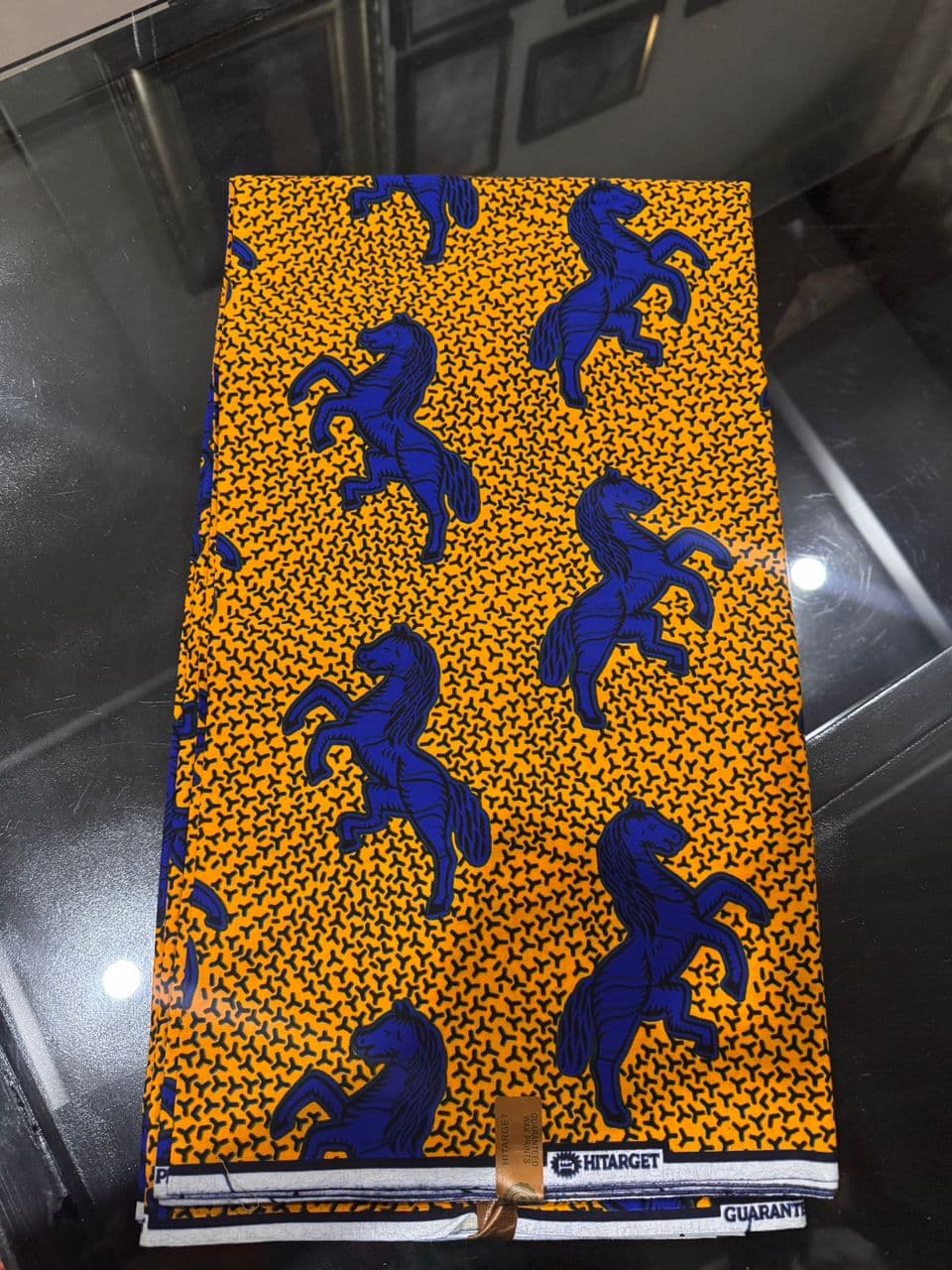 Hitarget blue and yellow fabric – Hitarget yellow fabric with horses