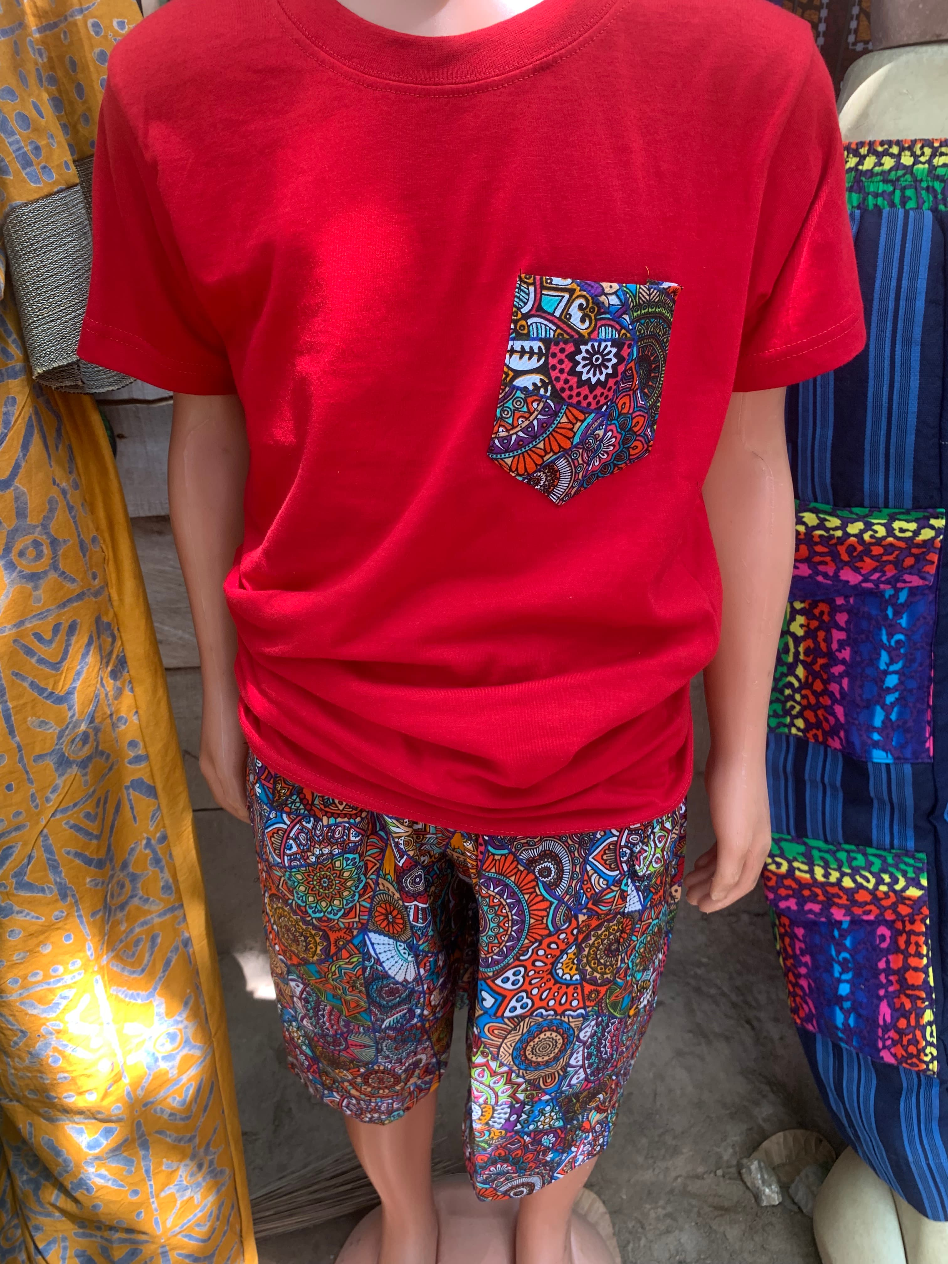 Two piece  – Red Ankara two piece for kids 