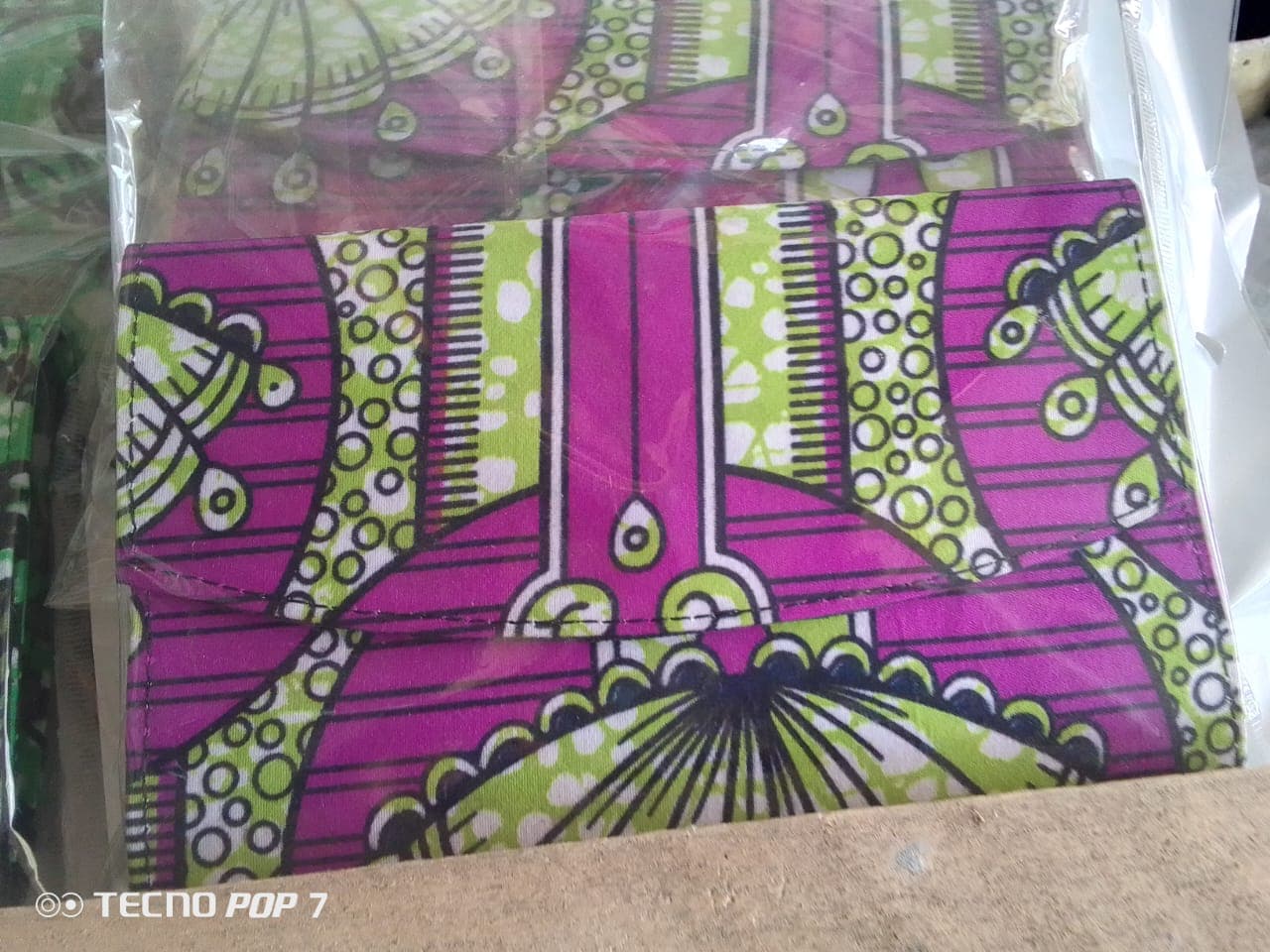 Purple and lime green purse with mirrored pattern – Purple and lime green purse