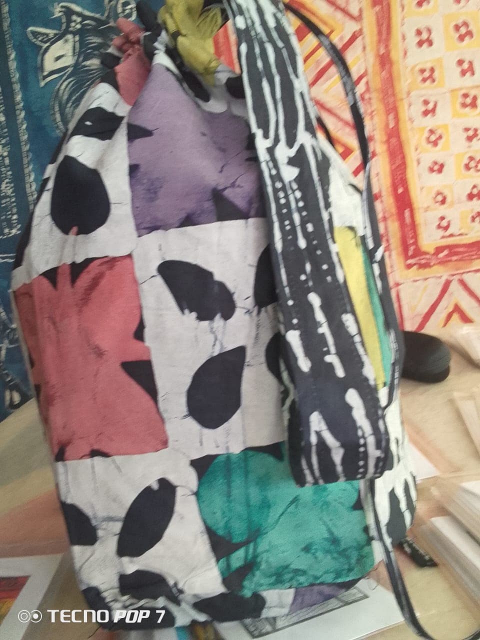 Multicolored butterfly patterned picnic bag – Grey, purple, pink, green multicolored butterfly patterned picnic bag